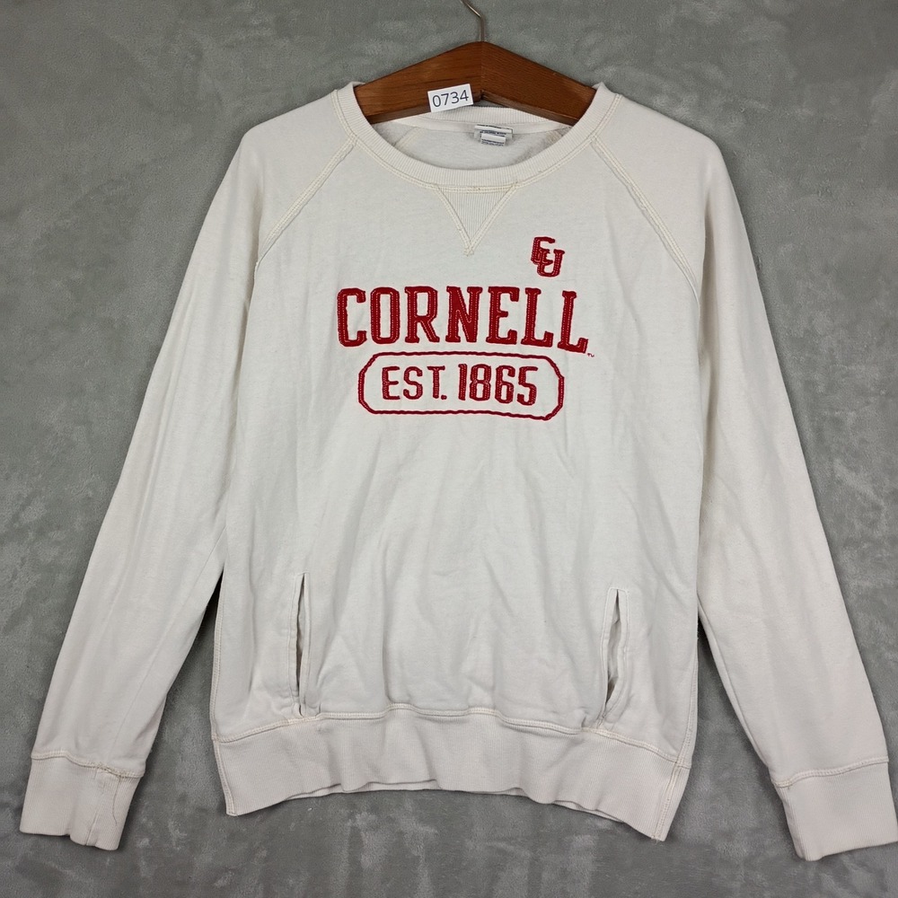 Camp David Cornell Sweatshirt Mens Large Cream Embroidered Collegiate Gorpcore